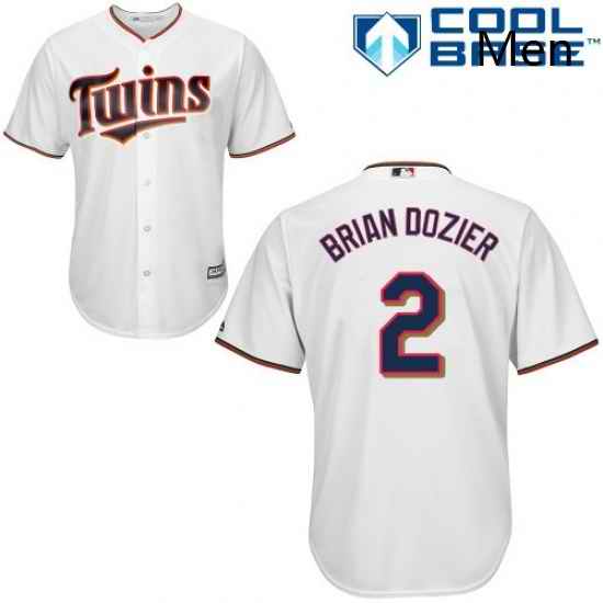 Mens Majestic Minnesota Twins 2 Brian Dozier Replica White Home Cool Base MLB Jersey